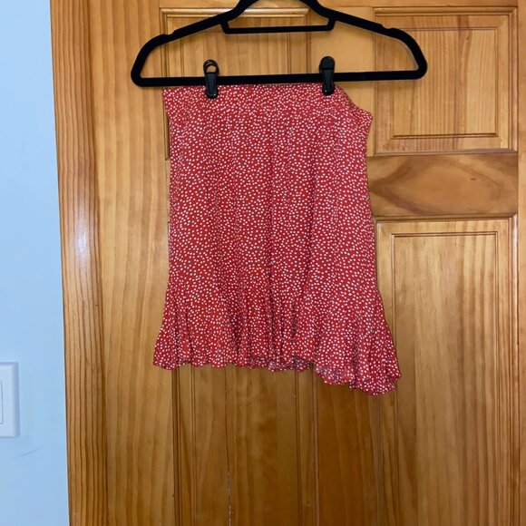 LOFT Flounce Red and White Polka Dot Mini Skirt - Picture 2 of 2
